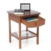 Walnut Wood Finish 1-Drawer Bedroom Nightstand